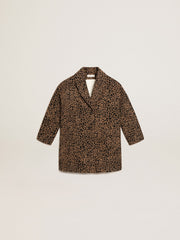 Golden Goose Girls’ single-breasted coat in wool with jacquard animal print