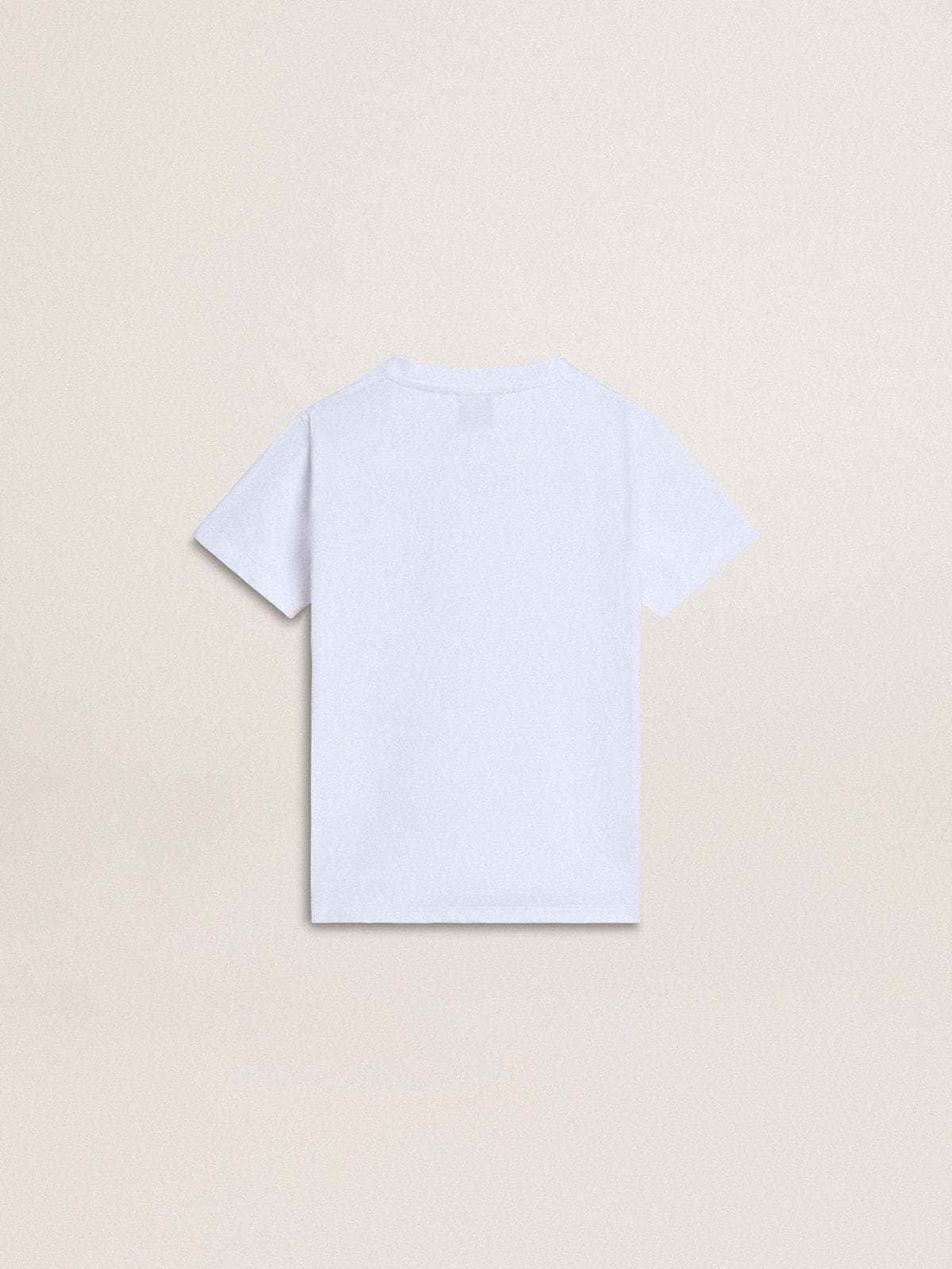 Golden Goose Kids’ white cotton T-shirt with silver print