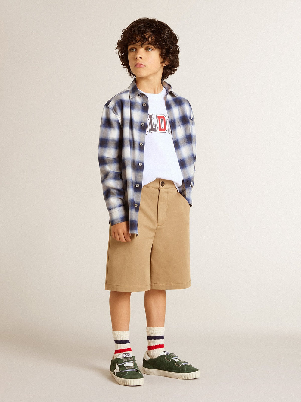 Golden Goose Boys' white T-shirt with multicolored Golden print