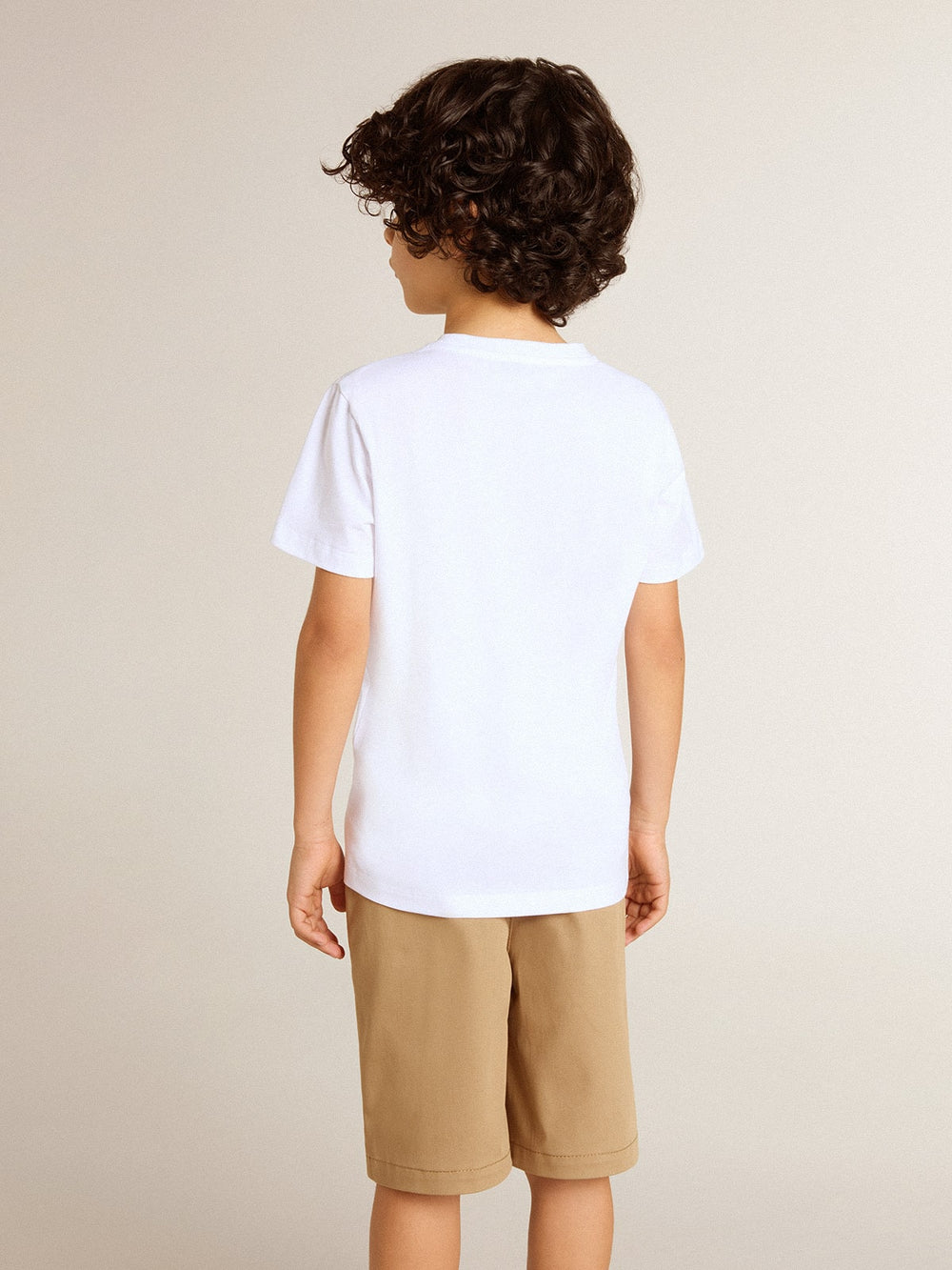 Golden Goose Boys' white T-shirt with multicolored Golden print