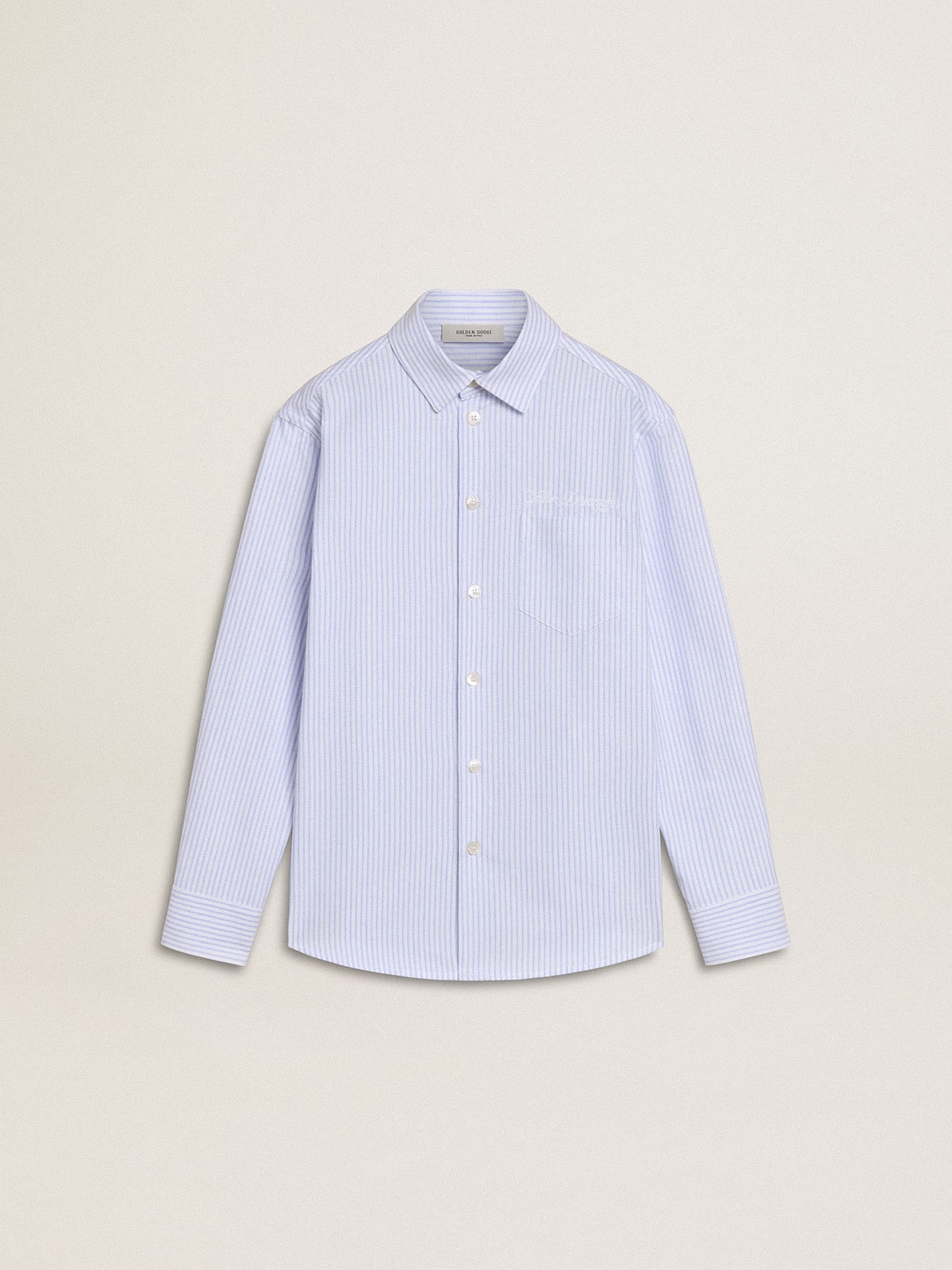 Golden Goose Girls’ striped shirt with embroidered lettering on the pocket
