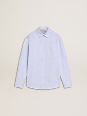 Golden Goose Girls’ striped shirt with embroidered lettering on the pocket