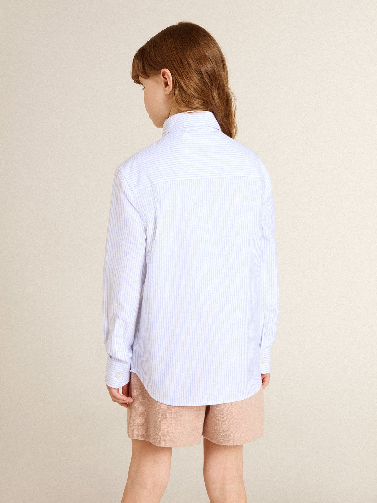 Golden Goose Girls’ striped shirt with embroidered lettering on the pocket