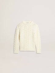 Golden Goose Girls' white wool sweater with pearls