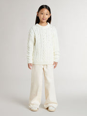 Golden Goose Girls' white wool sweater with pearls