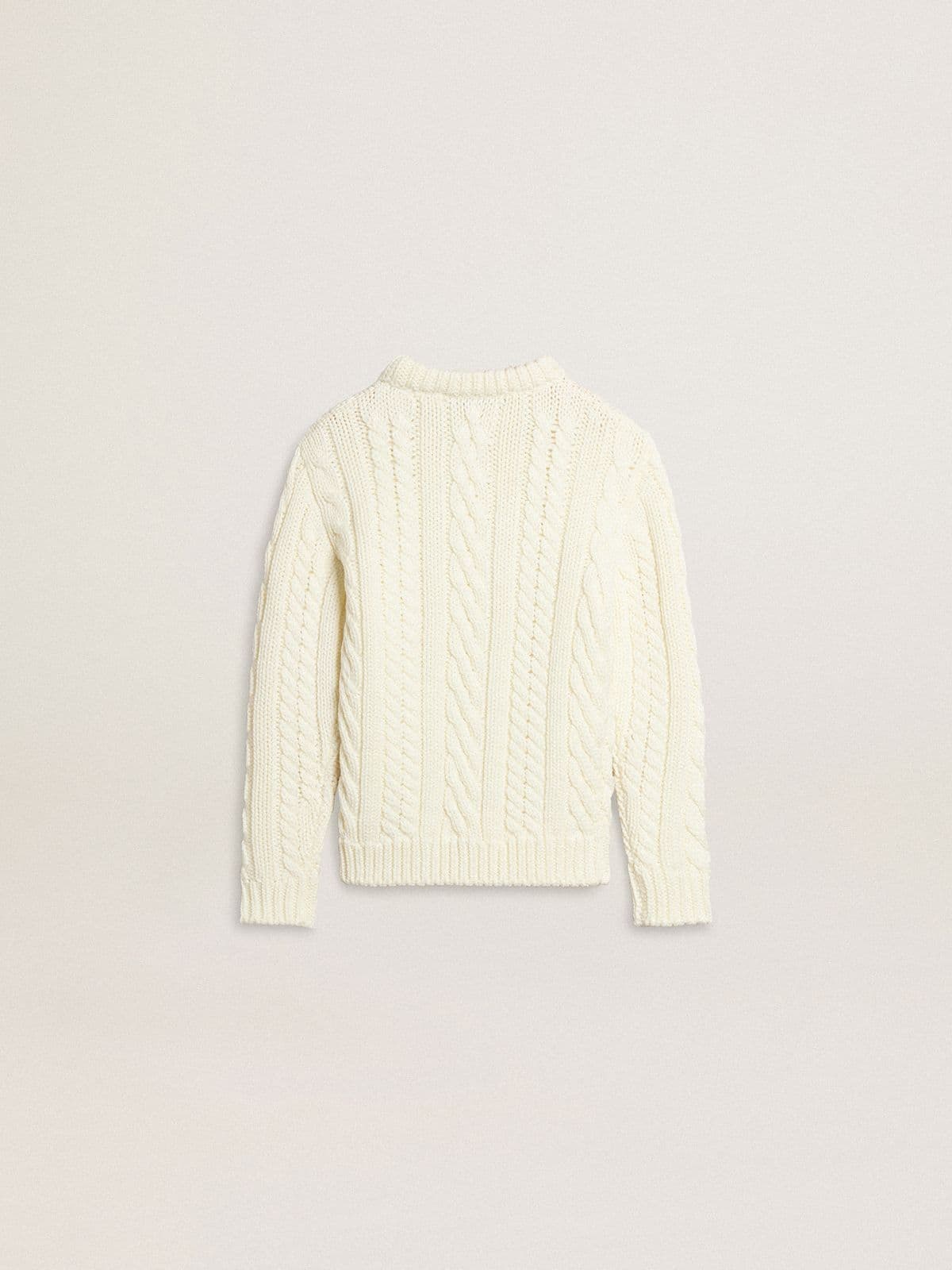 Golden Goose Girls' white wool sweater with pearls