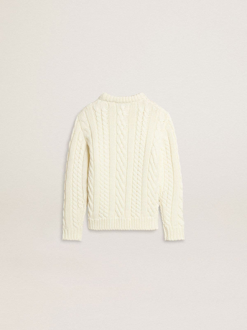 Golden Goose Girls' white wool sweater with pearls