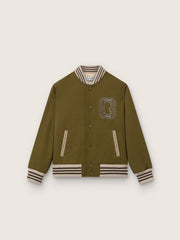 Golden Goose Journey unisex bomber jacket in military-green nylon twill with embroidered patch