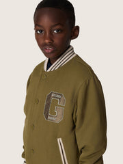 Golden Goose Journey unisex bomber jacket in military-green nylon twill with embroidered patch