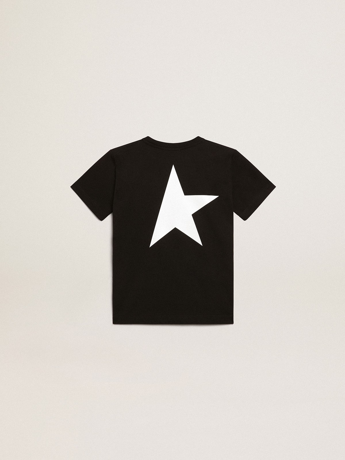 Golden Goose Black T-shirt with contrasting white logo on the front and maxi star on the back