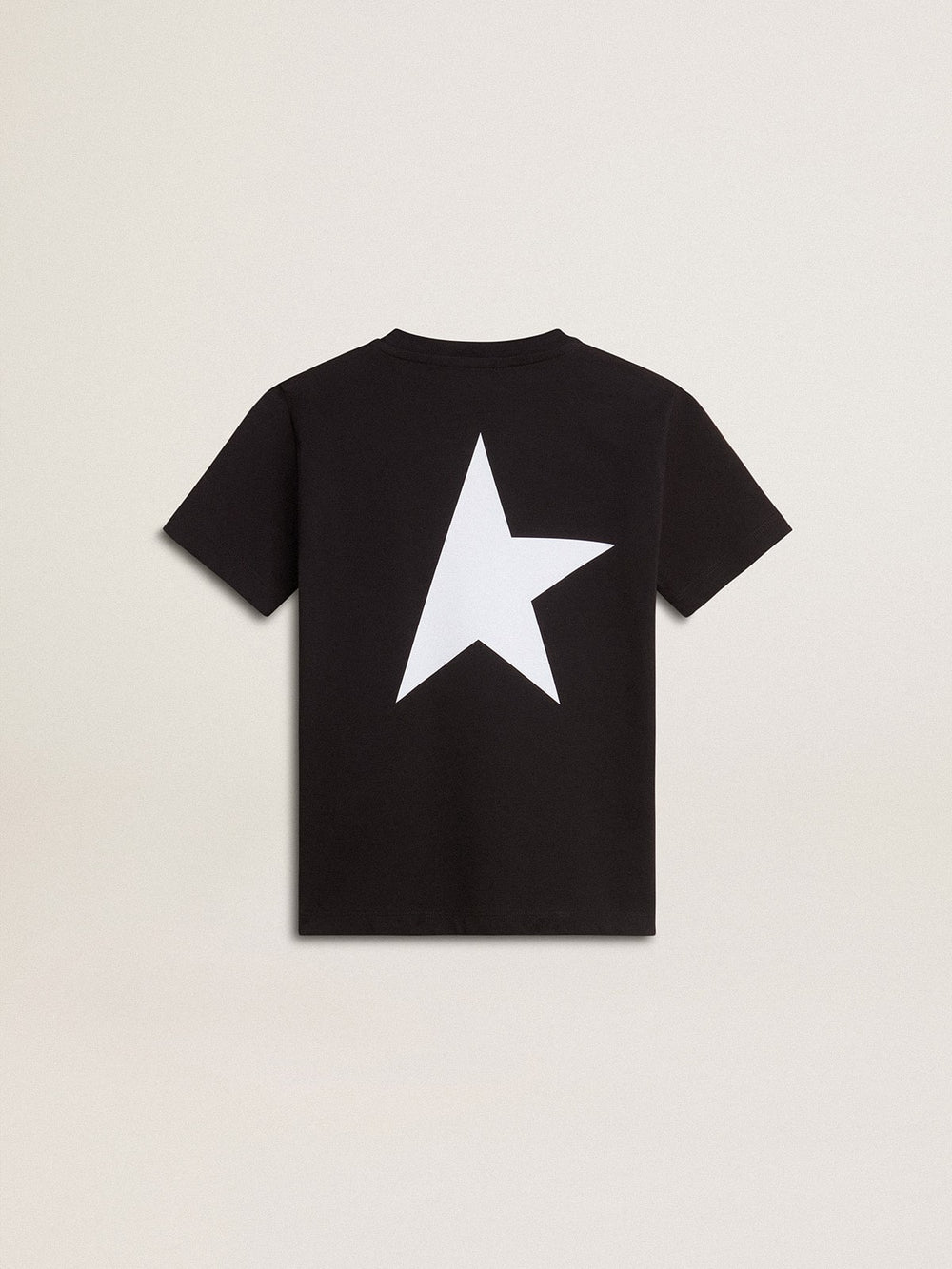 Golden Goose Black T-shirt with contrasting white logo on the front and maxi star on the back