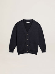 Golden Goose Dark blue cotton cardigan with logo on the back