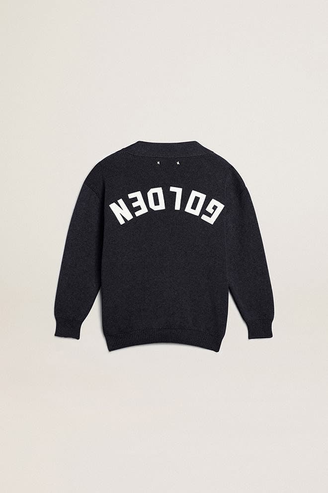 Golden Goose Dark blue cotton cardigan with logo on the back