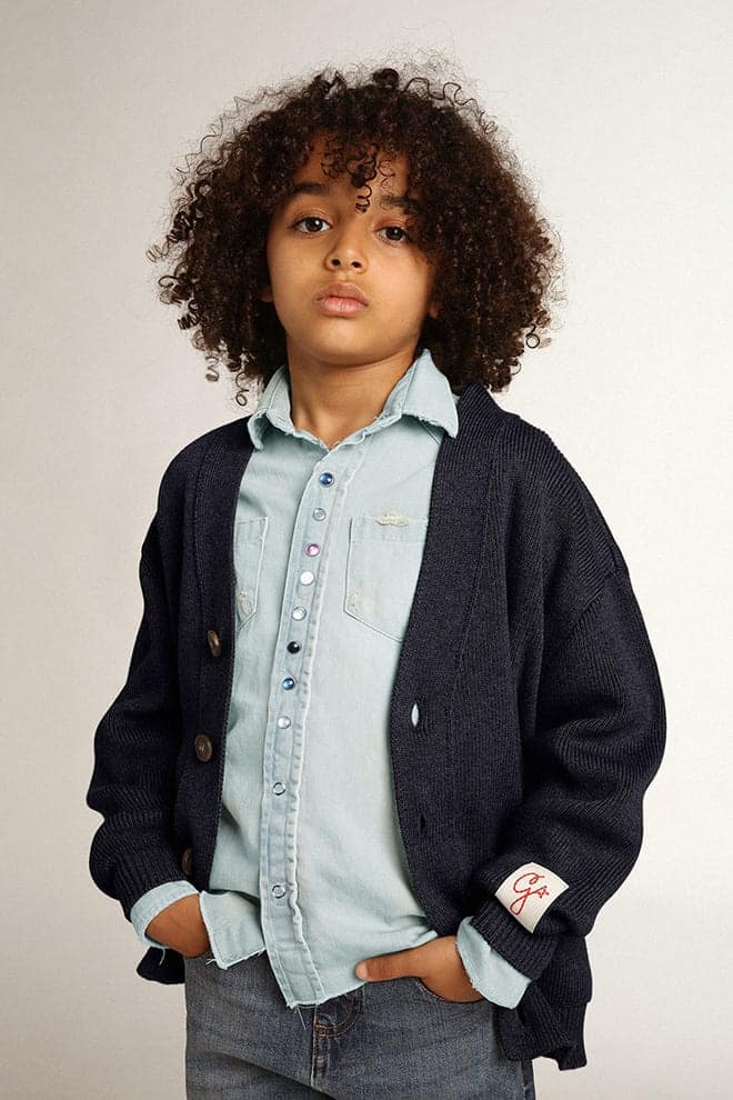 Golden Goose Dark blue cotton cardigan with logo on the back