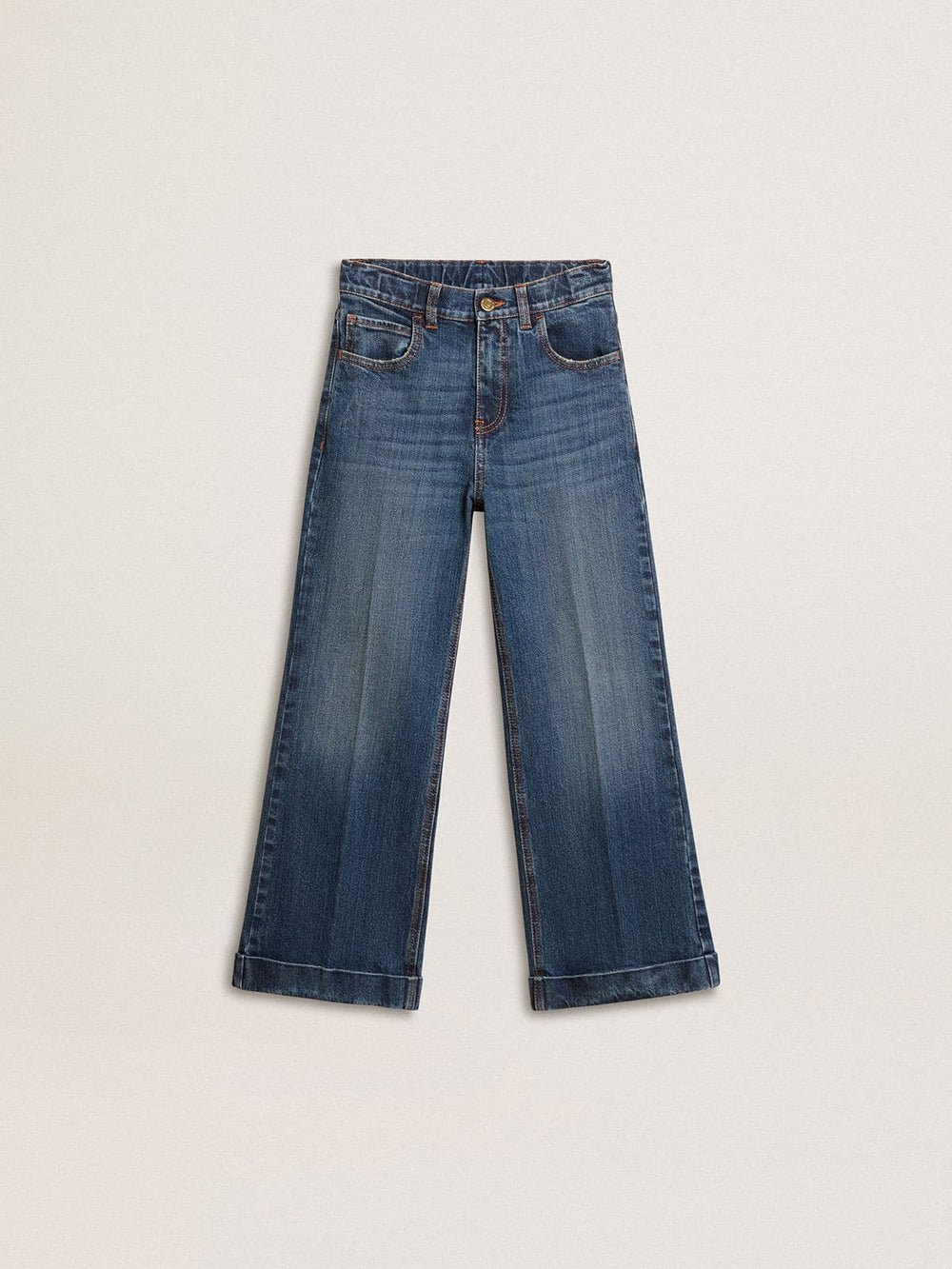 Golden Goose Girls' bootcut jeans with a medium wash and embroidery