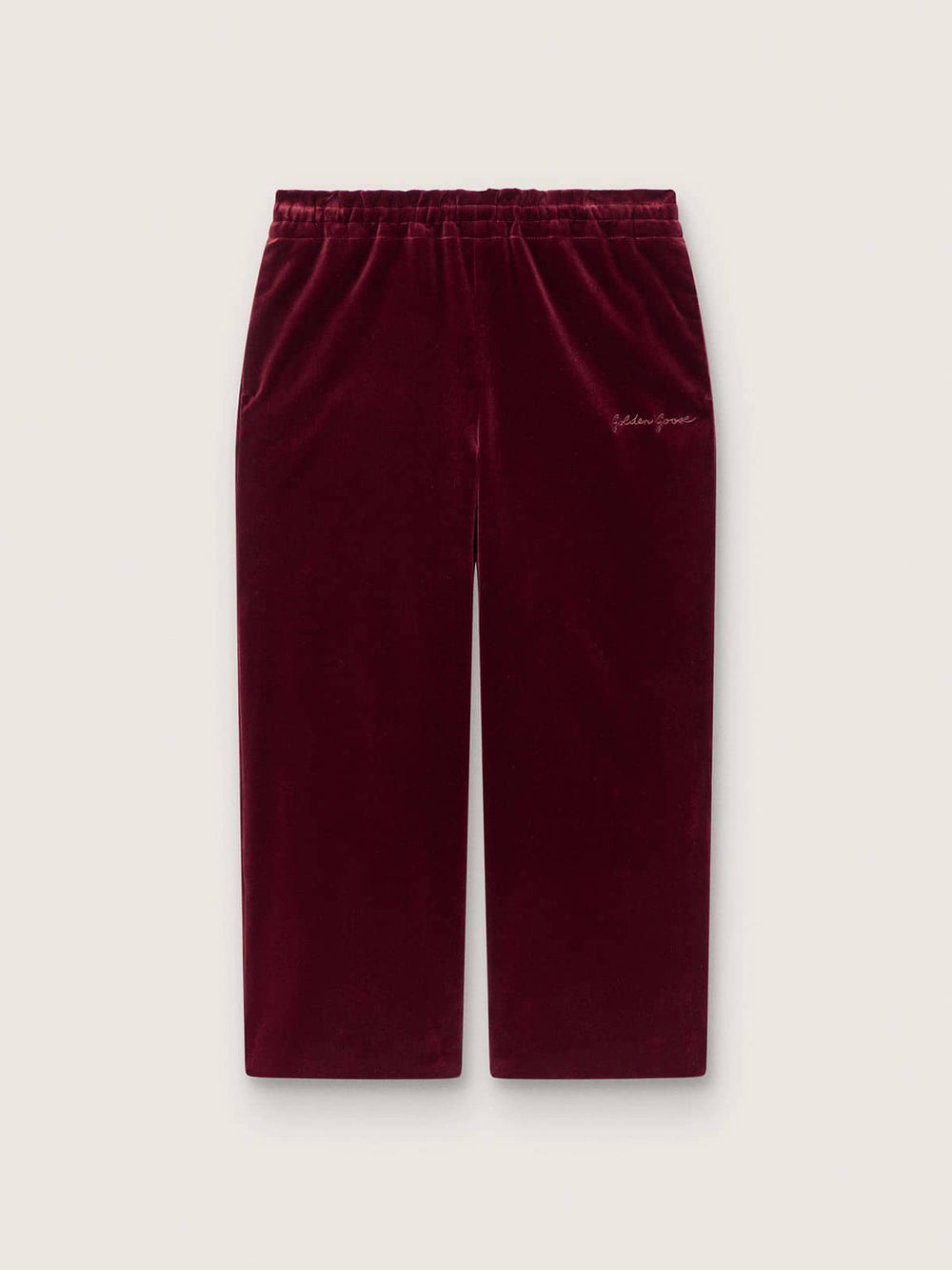 Golden Goose Girls’ burgundy velvet-effect pants with rear pocket
