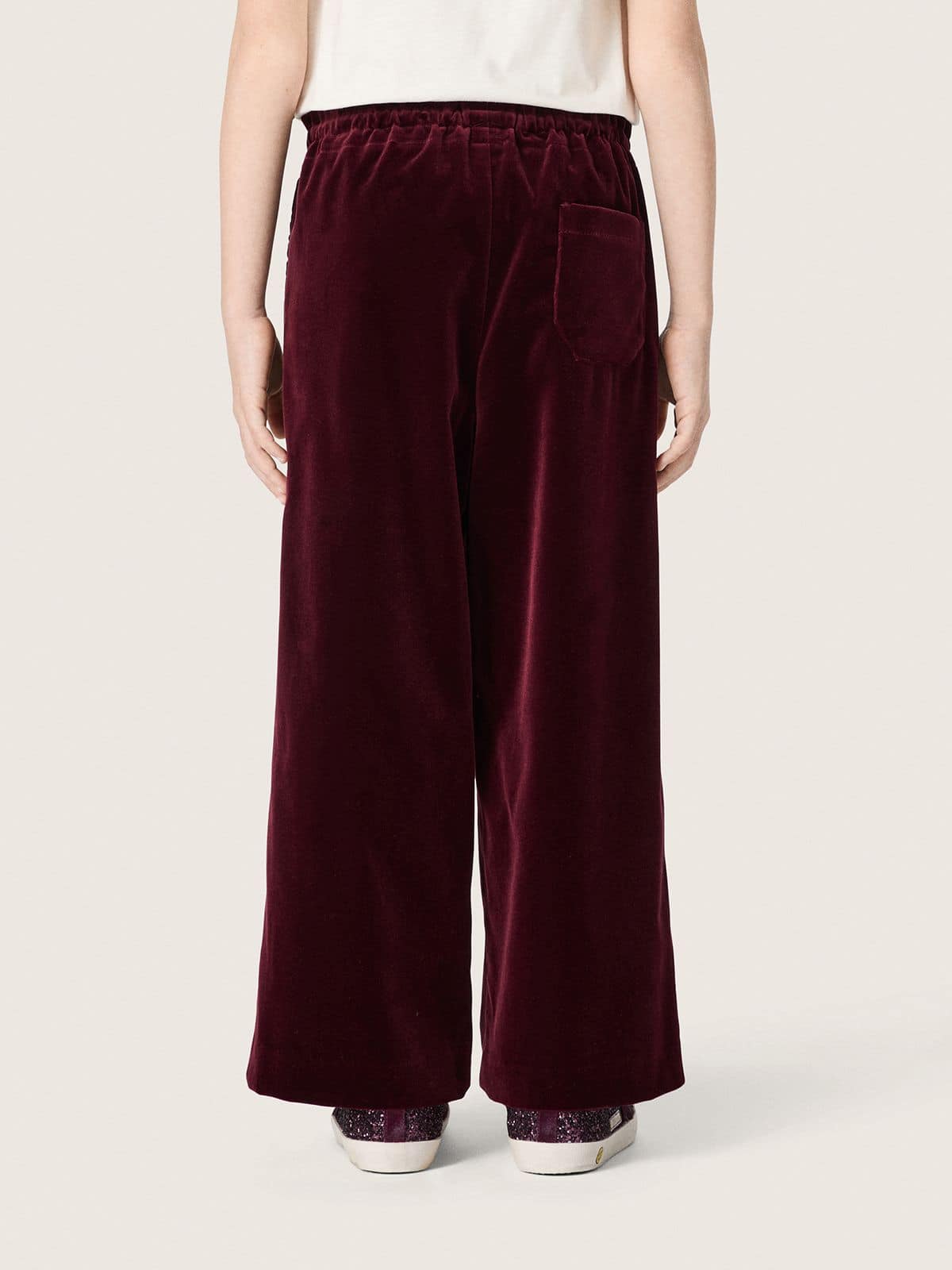Golden Goose Girls’ burgundy velvet-effect pants with rear pocket
