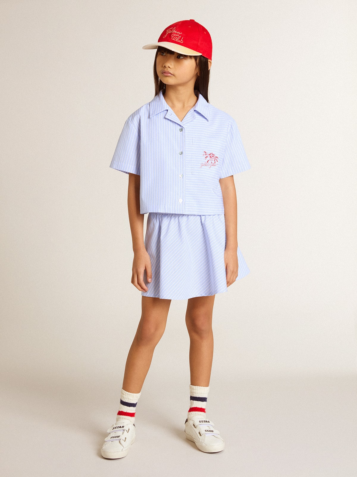 Golden Goose Girls' skirt with light blue stripes