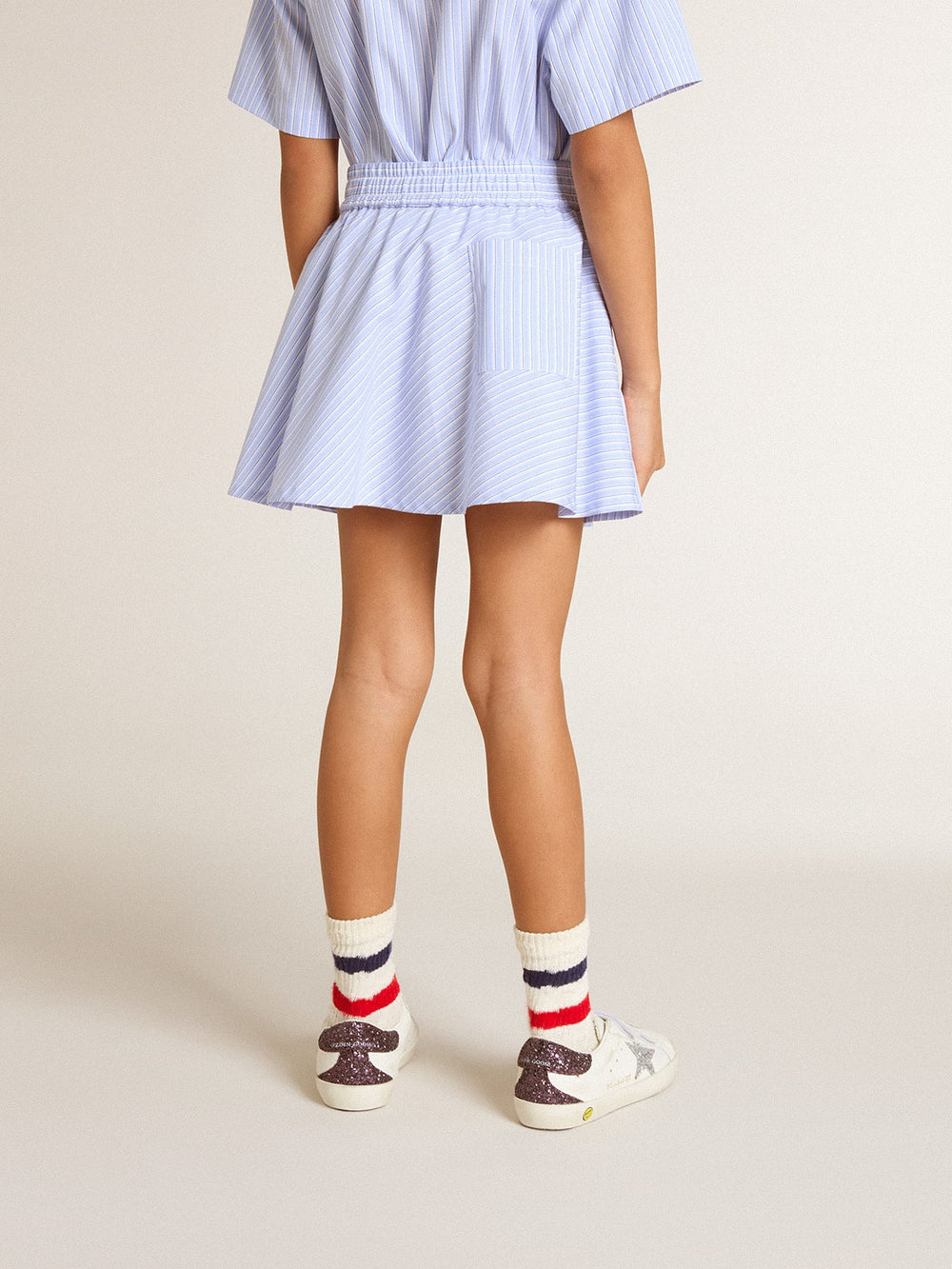 Golden Goose Girls' skirt with light blue stripes