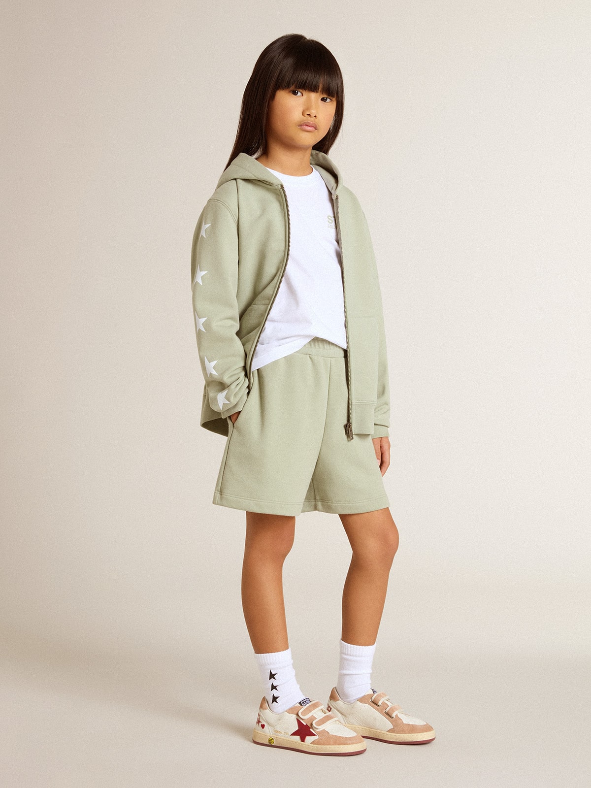Golden Goose Light green shorts with white star