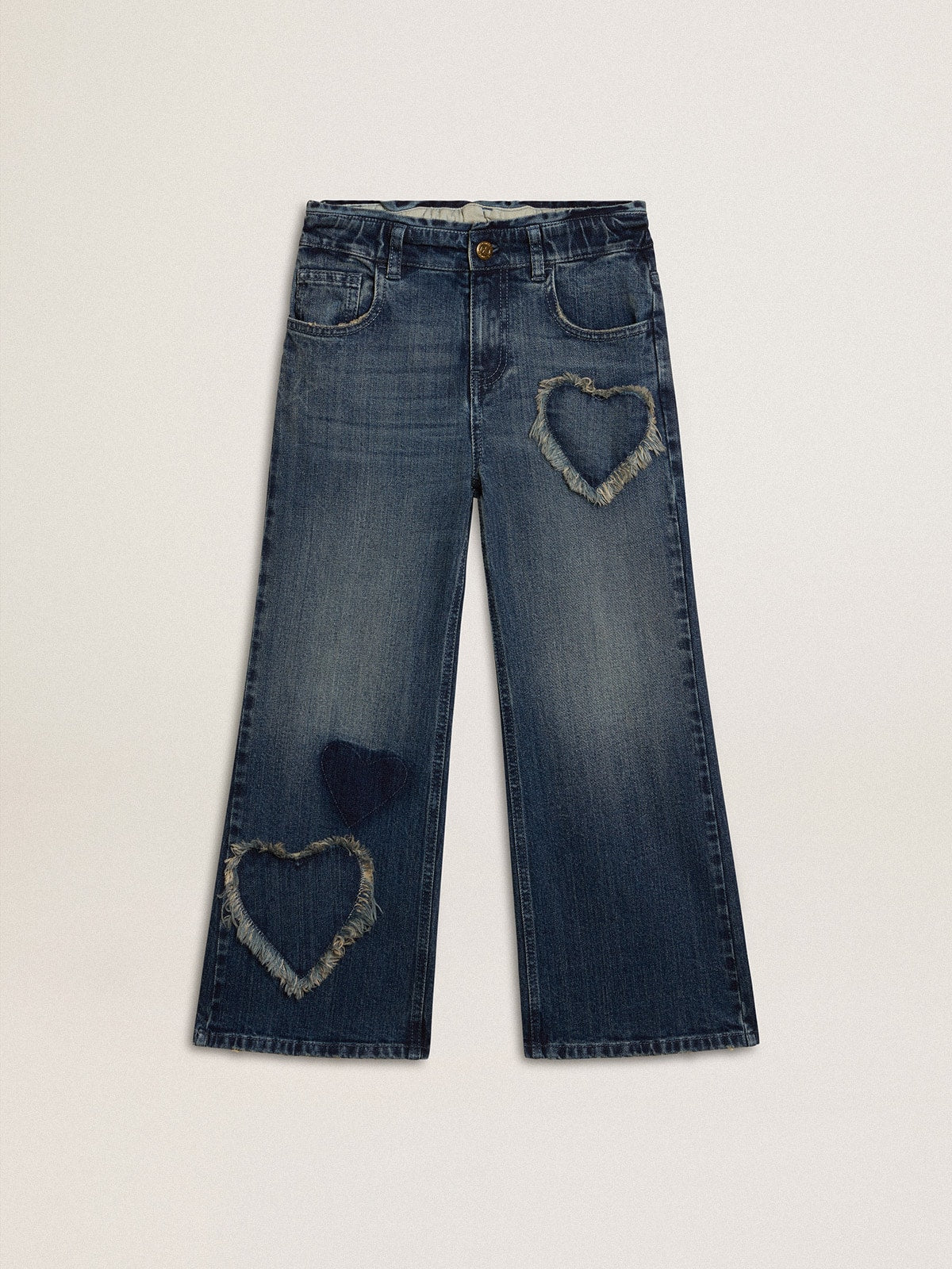 Golden Goose Girls' wide-leg jeans in blue denim