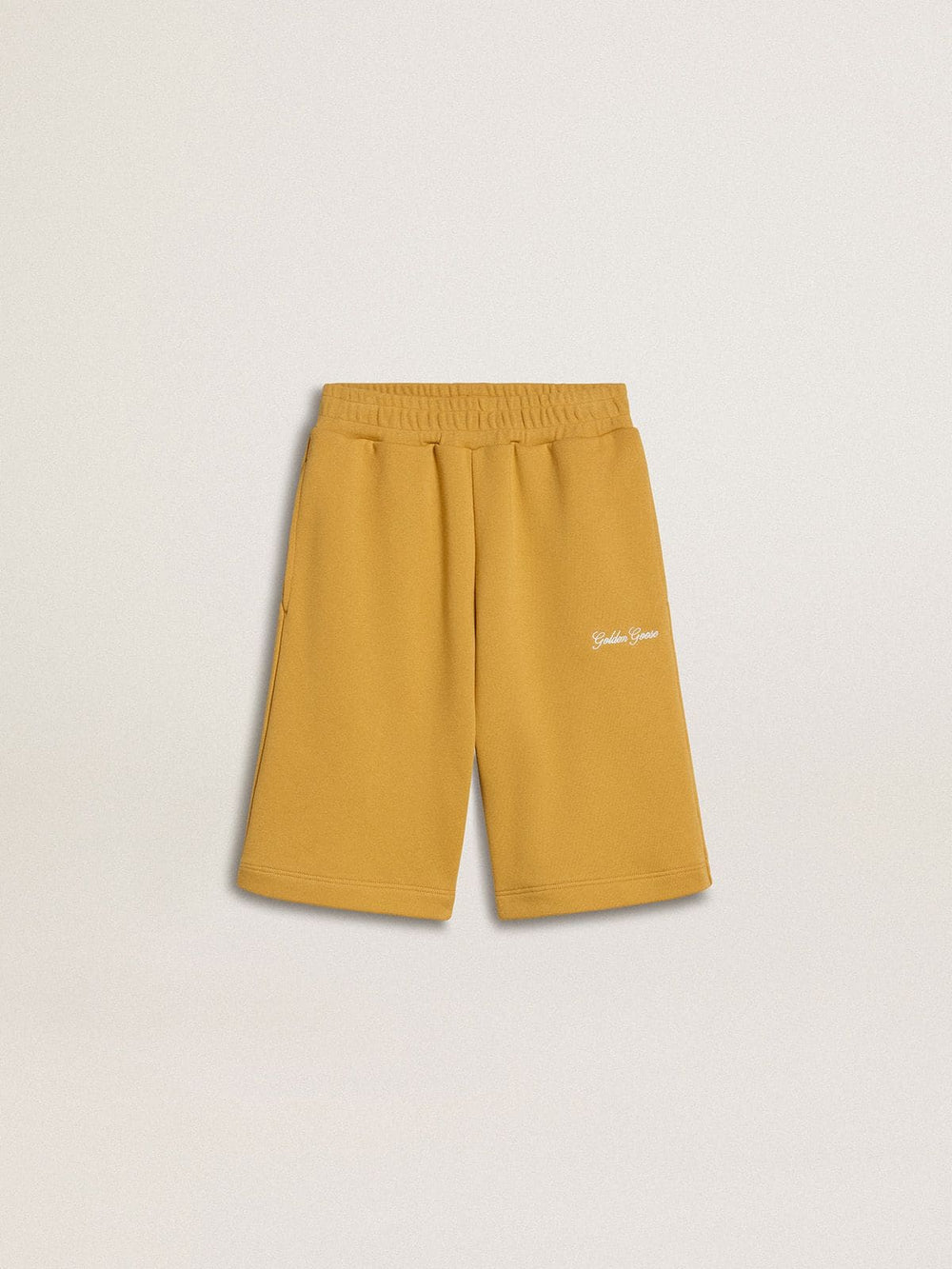 Golden Goose Kids jogging shorts in ochre yellow with embroidery