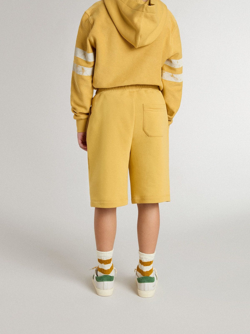 Golden Goose Kids jogging shorts in ochre yellow with embroidery