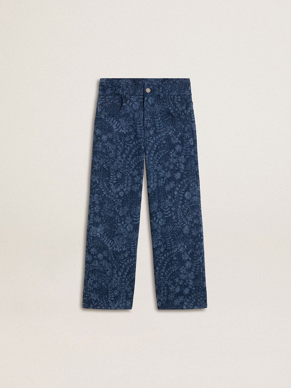 Golden Goose Girls' medium wash wide jeans with print