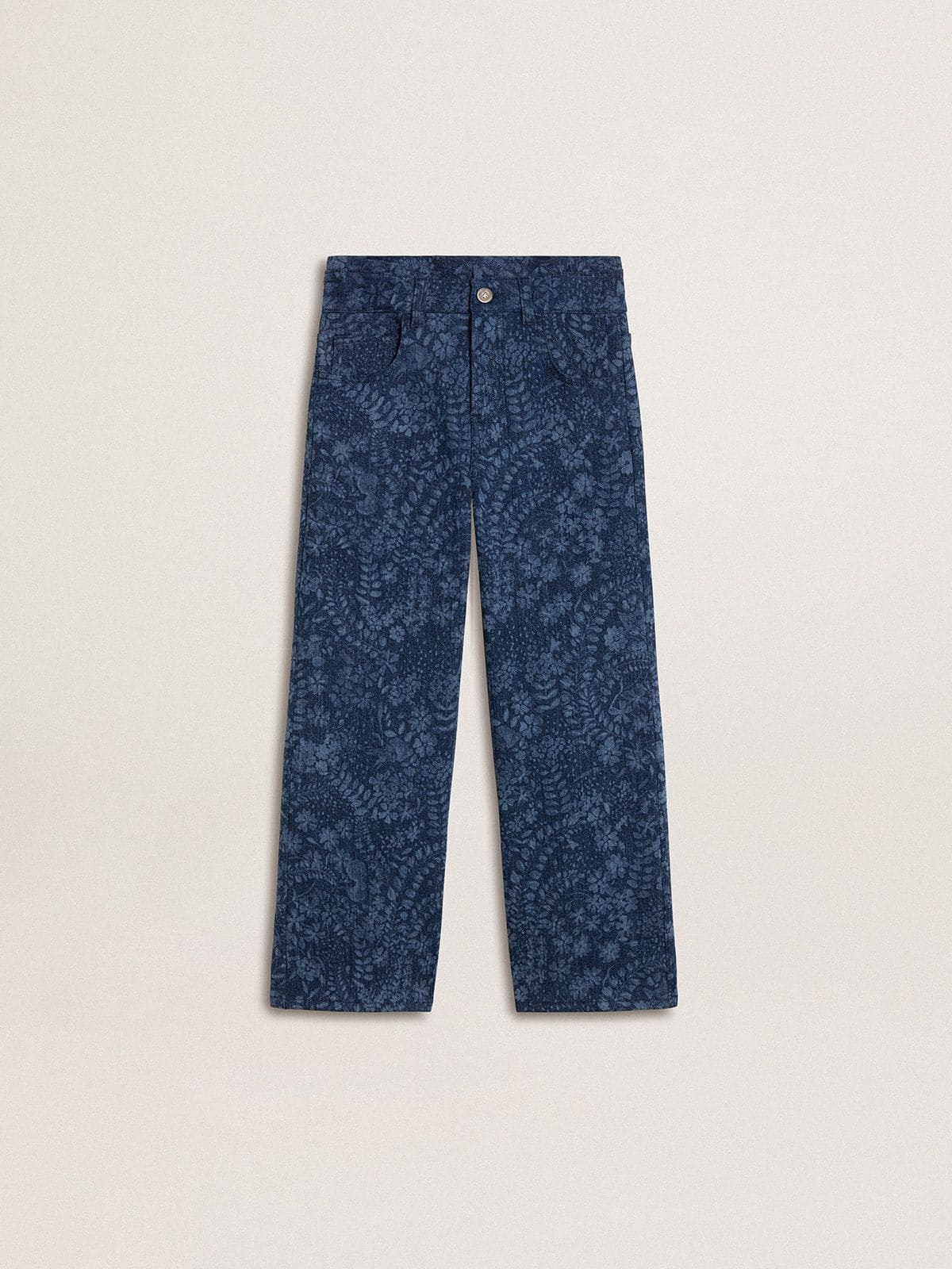 Golden Goose Girls' medium wash wide jeans with print