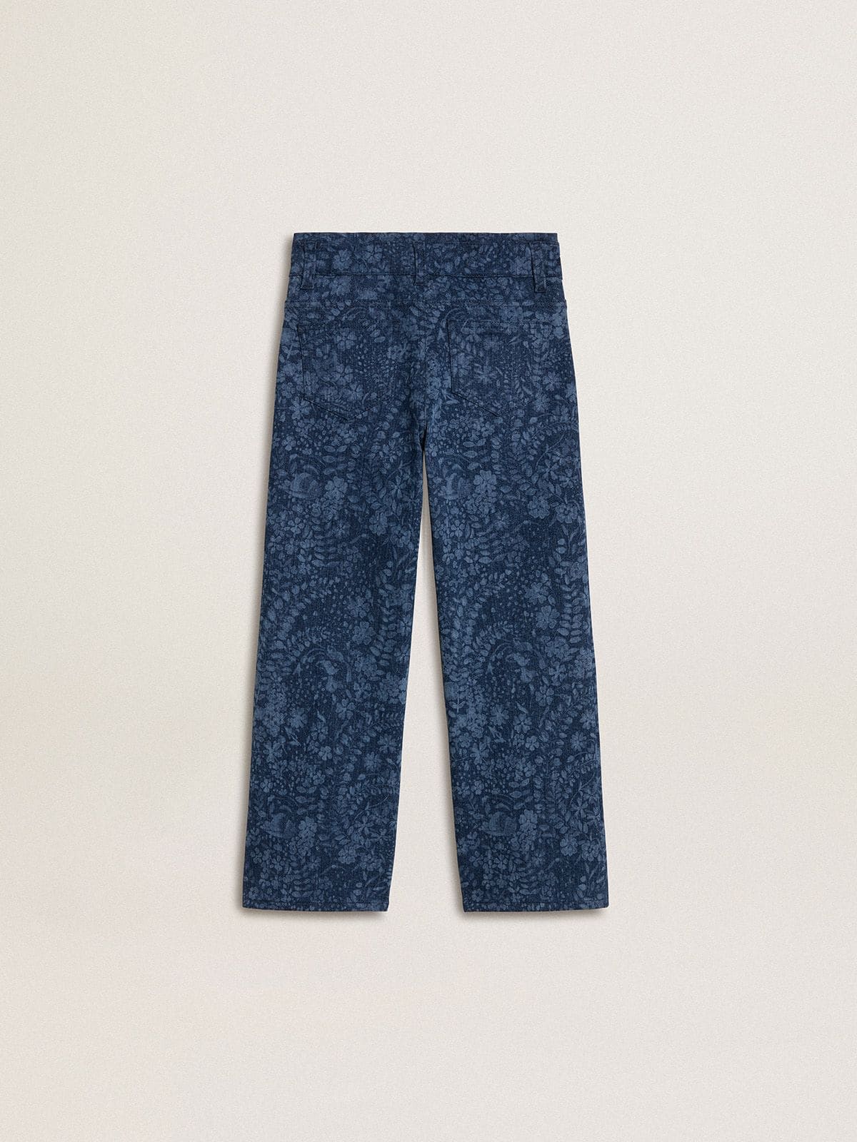 Golden Goose Girls' medium wash wide jeans with print