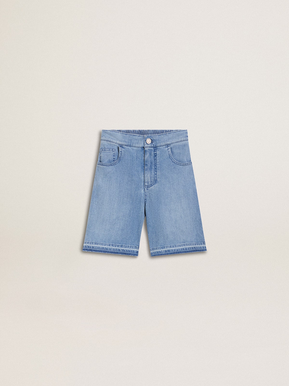 Golden Goose Kids’ denim shorts with embroidery on the back