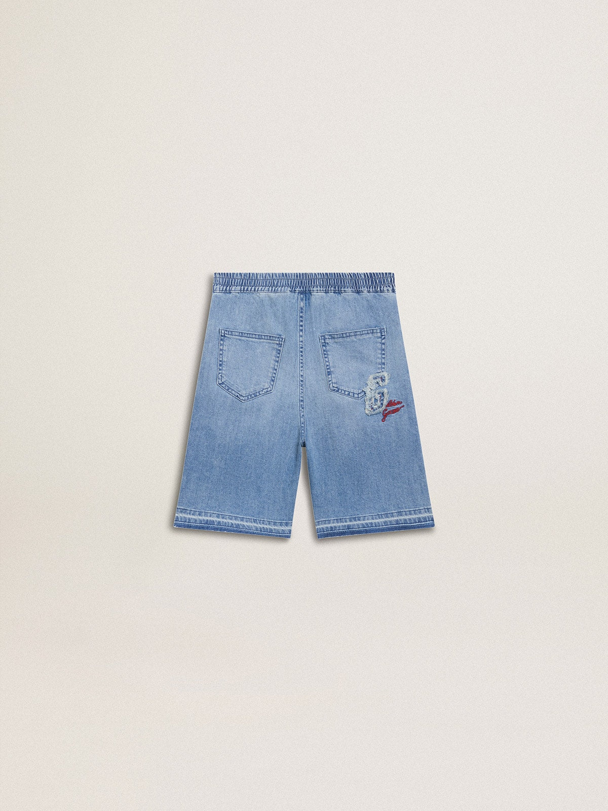 Golden Goose Kids’ denim shorts with embroidery on the back