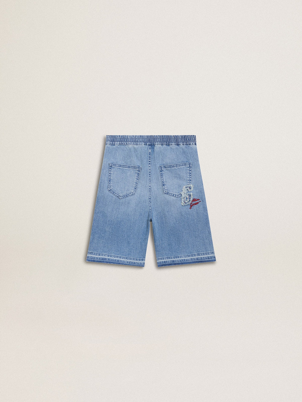 Golden Goose Kids’ denim shorts with embroidery on the back