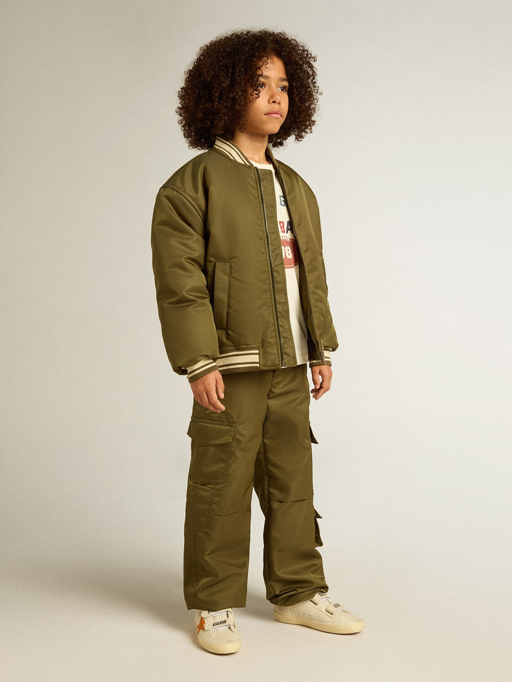Golden Goose Kids cargo pants in military green