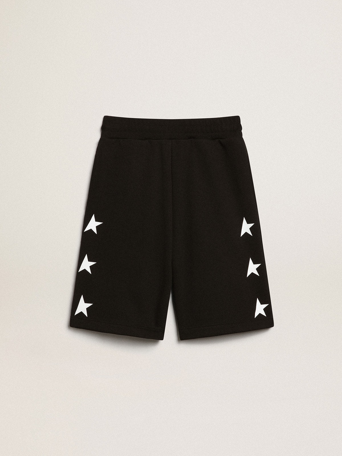 Golden Goose Boys’ black Bermuda shorts with white stars