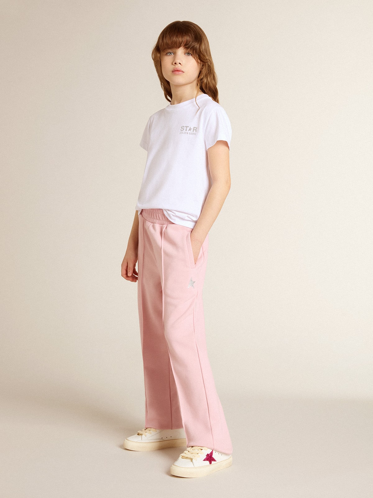 Golden Goose Pink joggers with glitter star on the front