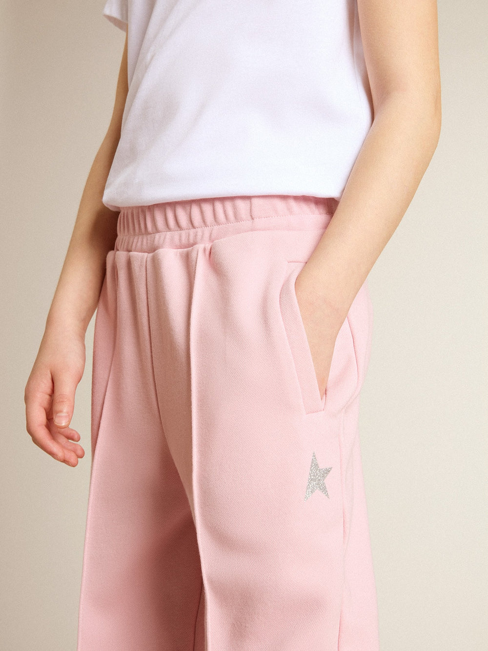 Golden Goose Pink joggers with glitter star on the front