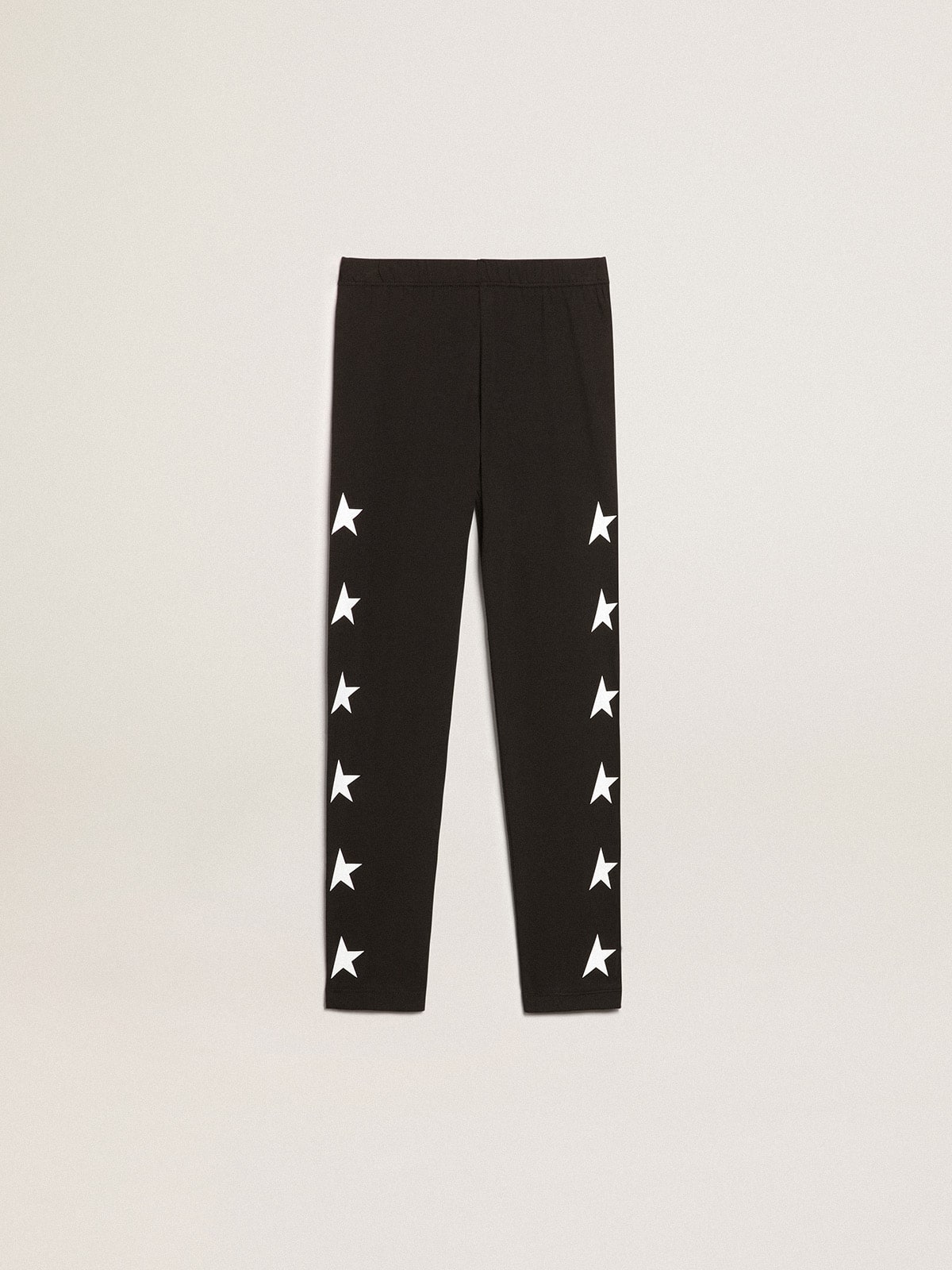 Golden Goose Girls’ black leggings with white stars on the sides