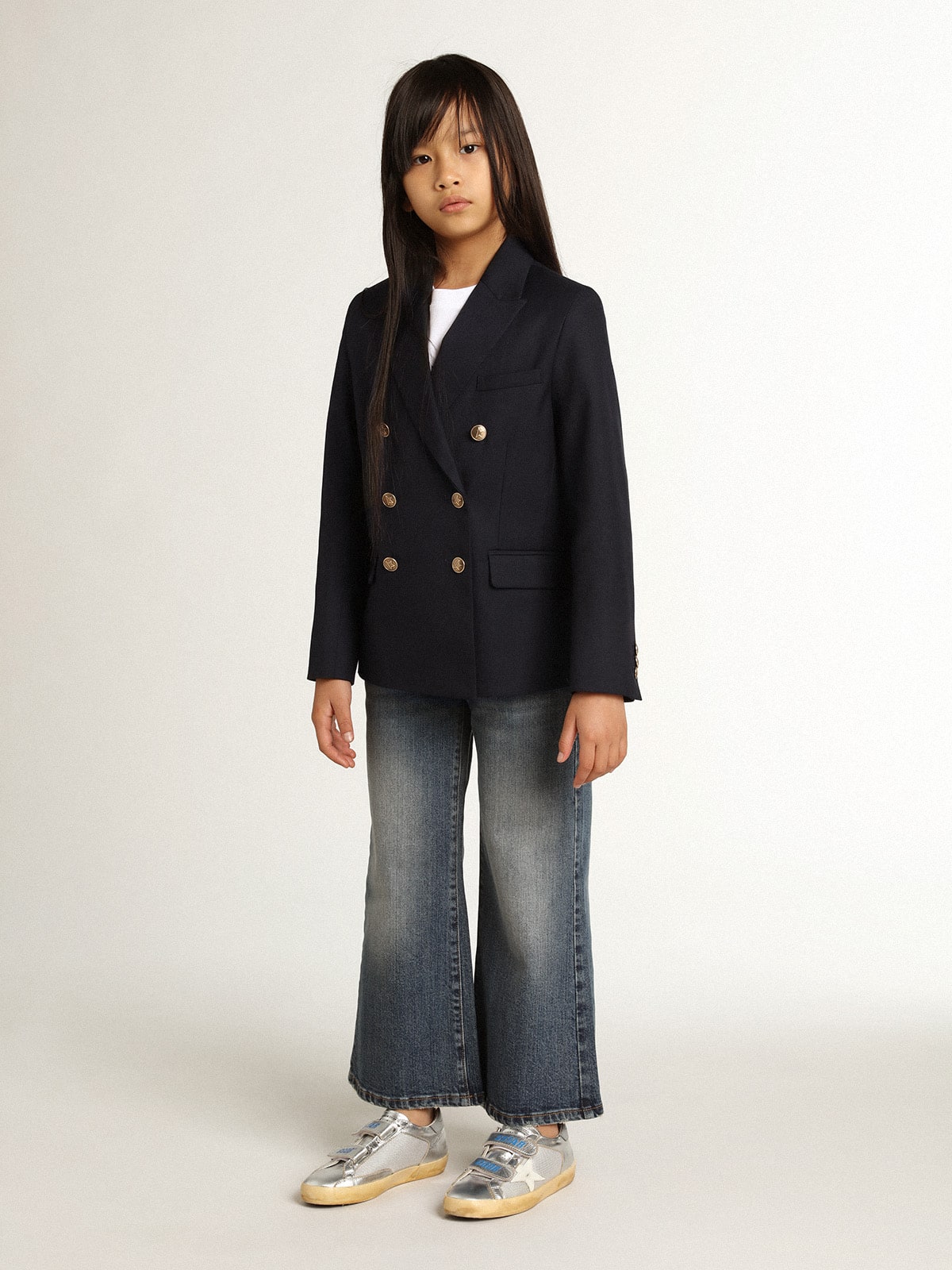 Golden Goose Wide-leg jeans in mid-blue bull denim