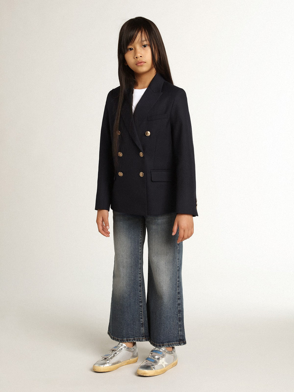 Golden Goose Wide-leg jeans in mid-blue bull denim