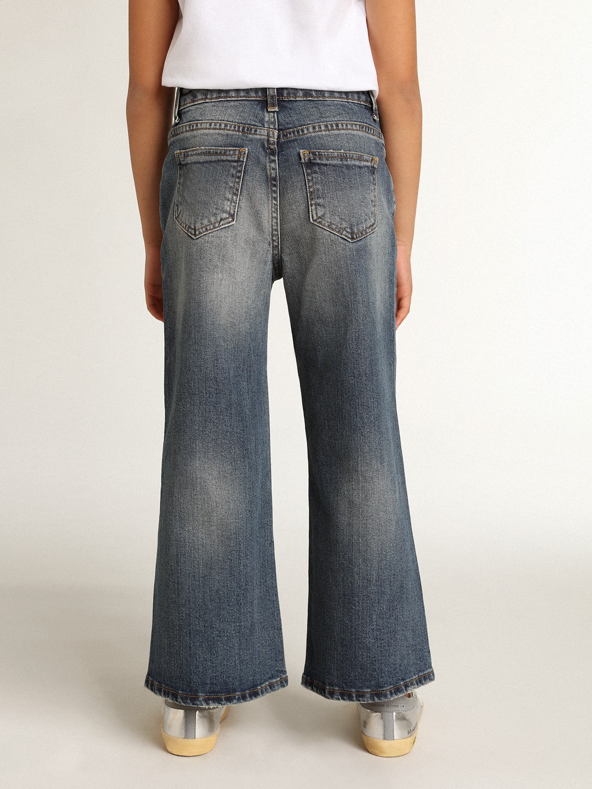 Golden Goose Wide-leg jeans in mid-blue bull denim