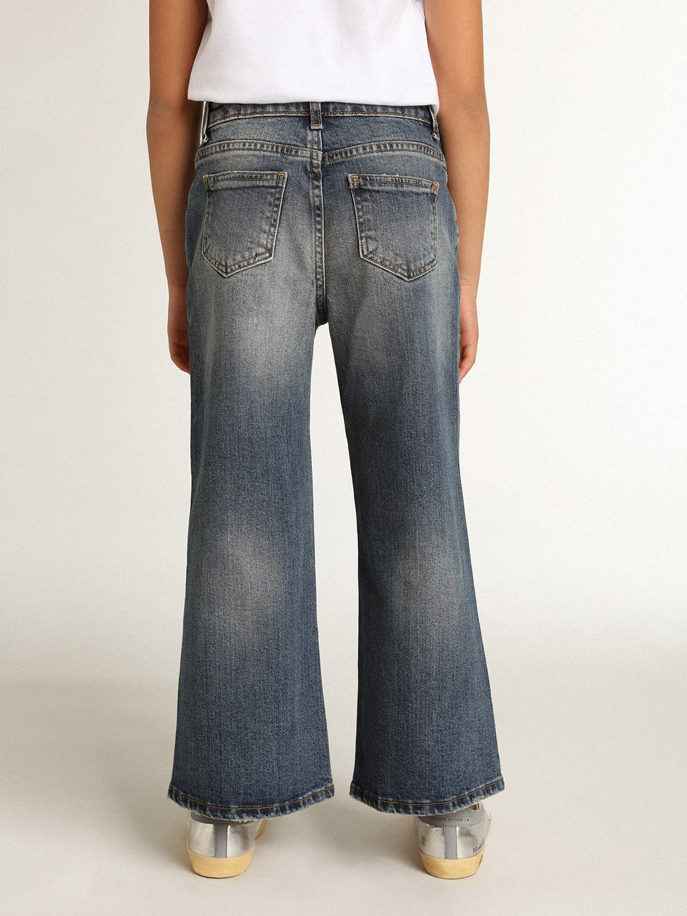 Golden Goose Wide-leg jeans in mid-blue bull denim