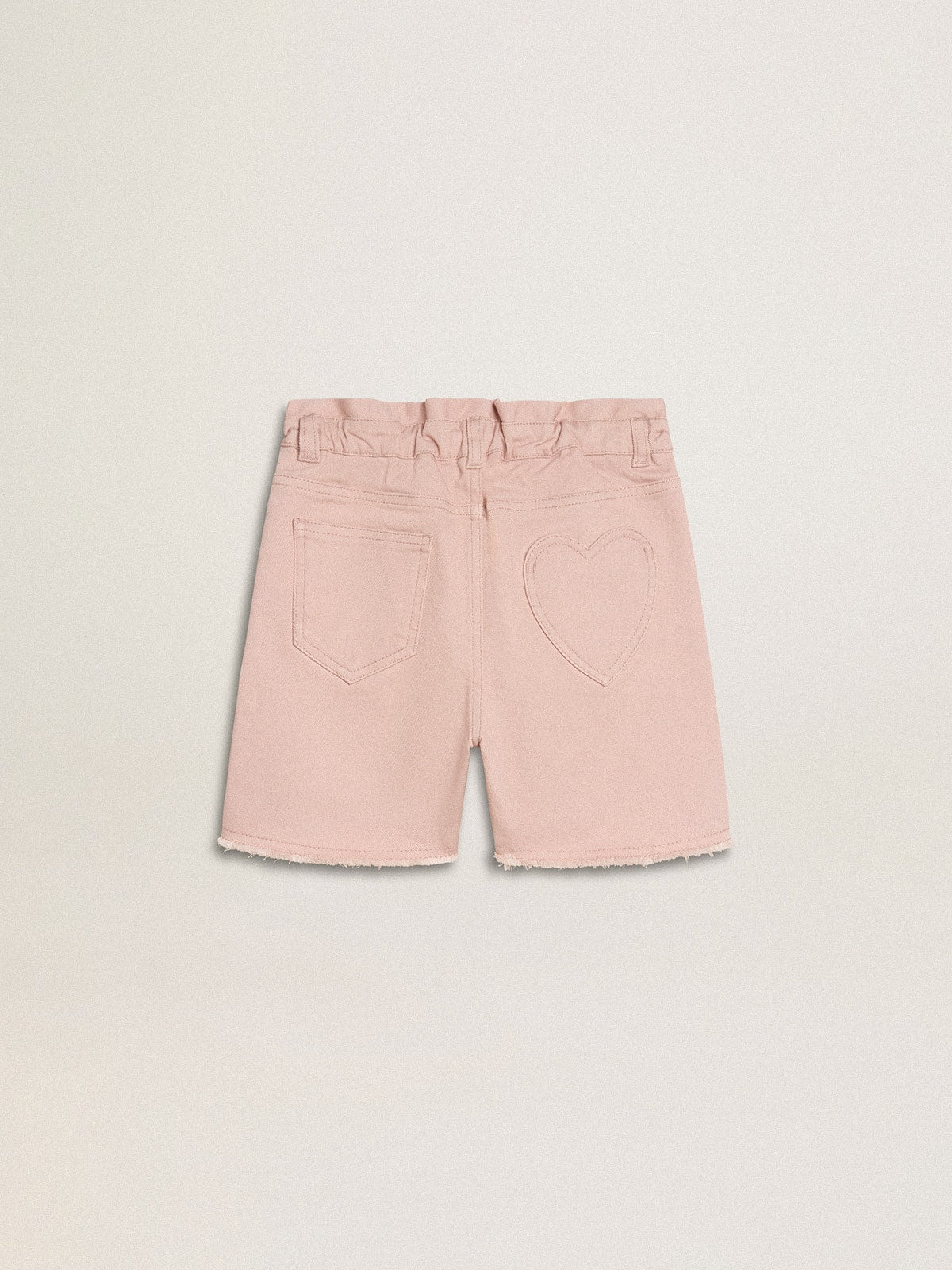 Golden Goose Girls' pink cotton shorts with embroidery