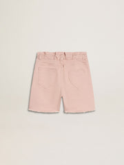 Golden Goose Girls' pink cotton shorts with embroidery