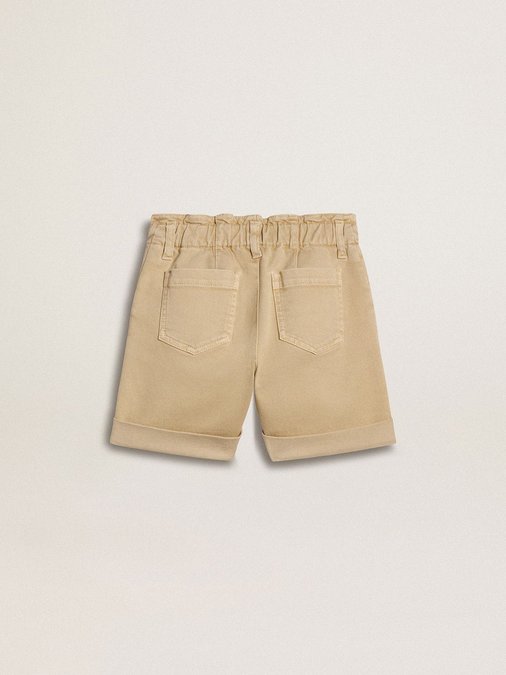 Golden Goose Girls' sand-colored shorts with embroidered logo