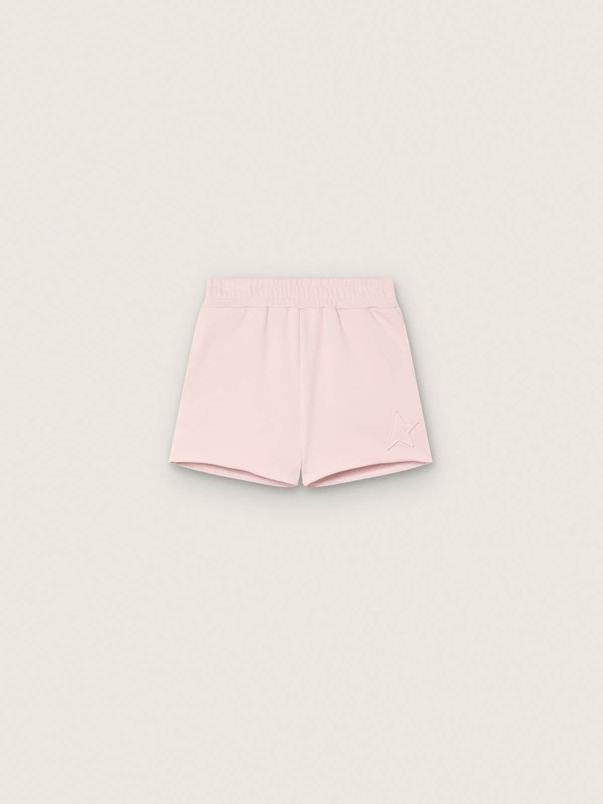 Golden Goose Star girls’ shorts in pink cotton with patch and logo