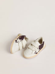 Golden Goose Junior Ball Star in purple glitter with white leather star and heel tab