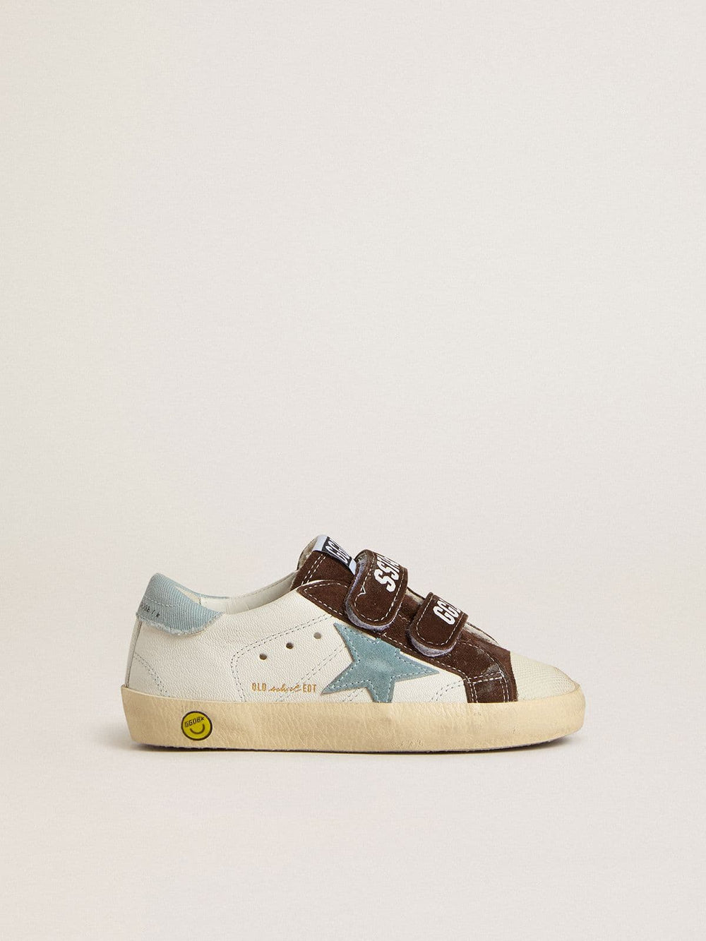 Golden Goose Junior Old School in nappa with light blue suede star and brown suede inserts