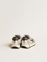 Golden Goose Junior Marathon in silver nylon with black star and leather heel tab