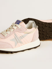 Golden Goose Marathon Junior in pink nylon with printed star and leather heel tab